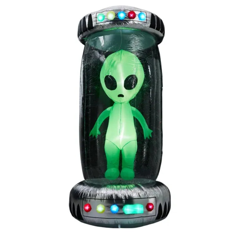 8.2FT Tall Halloween Inflatable Outdoor Decoration, Blow Up UFO With Alien Halloween Decor With Animated RGB LEDs, Prelit Blow Up Yard Decor For Halloween Holiday Party Outdoor Garden Yard Lawn Decor