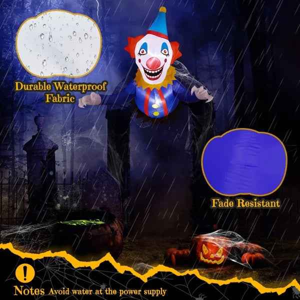 3.3 FT Halloween Inflatable Clown Broke Out From Window Outdoor Decorations, Scary Blow Up Decor With Built-in LED Lights For Holiday Party Yard Lawn Garden Decor Indoor Outdoor